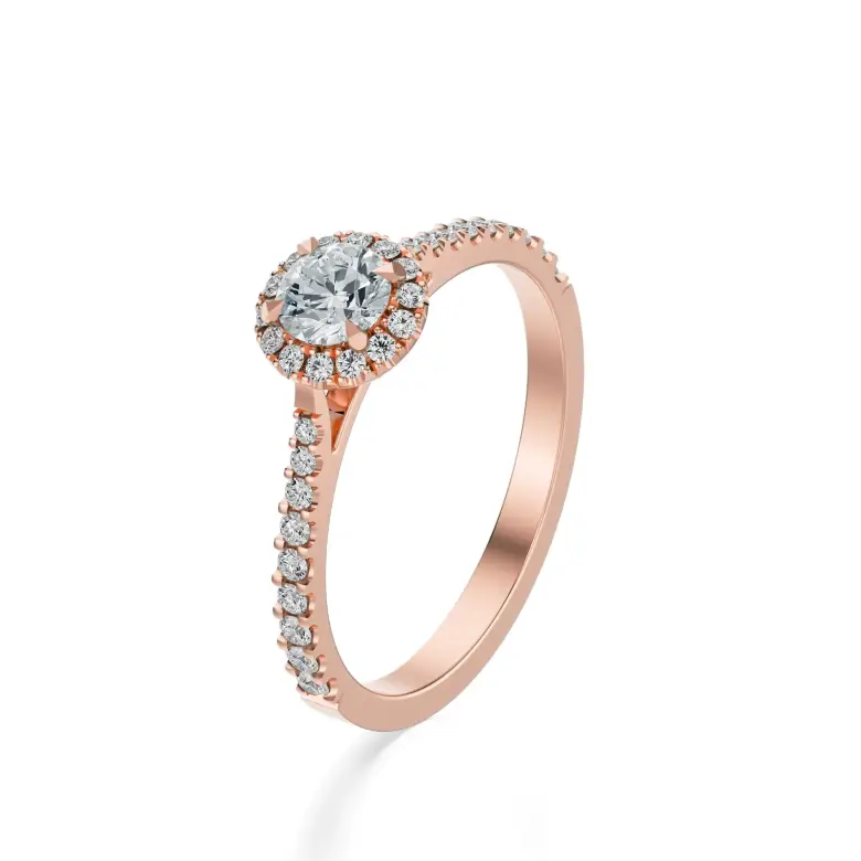 Pierścionek zaręczynowy różowe złoto